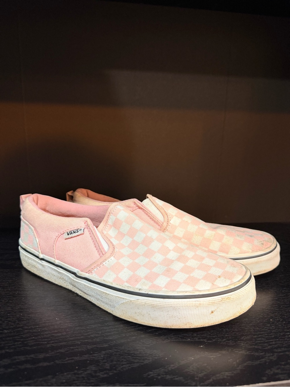 Vans Kids Pink and White Checkerboard Slip-On Sneakers